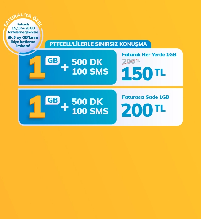 <p>Pttcell 1GB Tarife ve<br />Paketi</p>