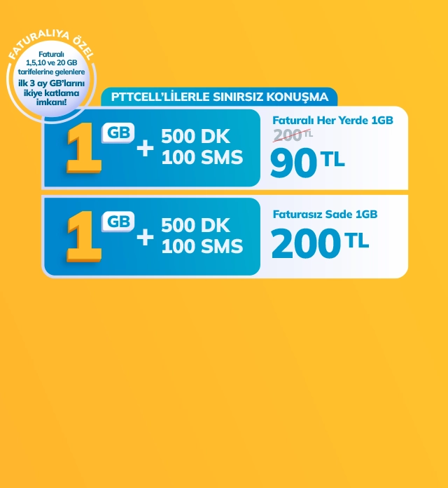 <p>Pttcell 1GB Tarife ve<br />Paketi</p>